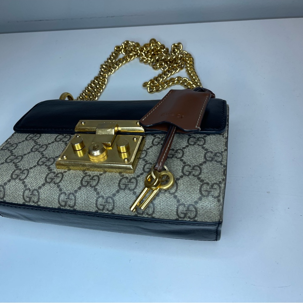 Gucci - GG PADLOCK Supreme SMALL SHOULDER Crossbody with COA Black Biege - Picture 16 of 16